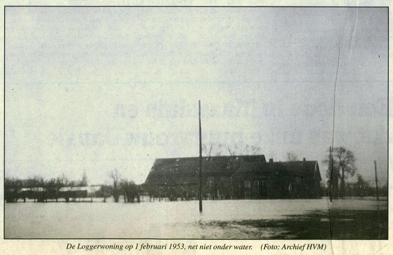 De Loggerwoning Maassluis 1953, de woning heeft door haar hoge ligging de watersnoodramp doorstaan.